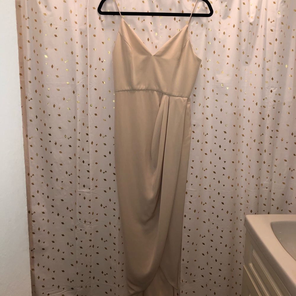 Shona Joy Cocktail Draped Dress in Nude: Size 8